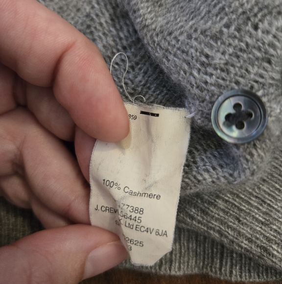 J. Crew Italian Cashmere Knit Crewneck Gray Pink Pointelle Dot Chevron Sweater - Picture 10 of 10